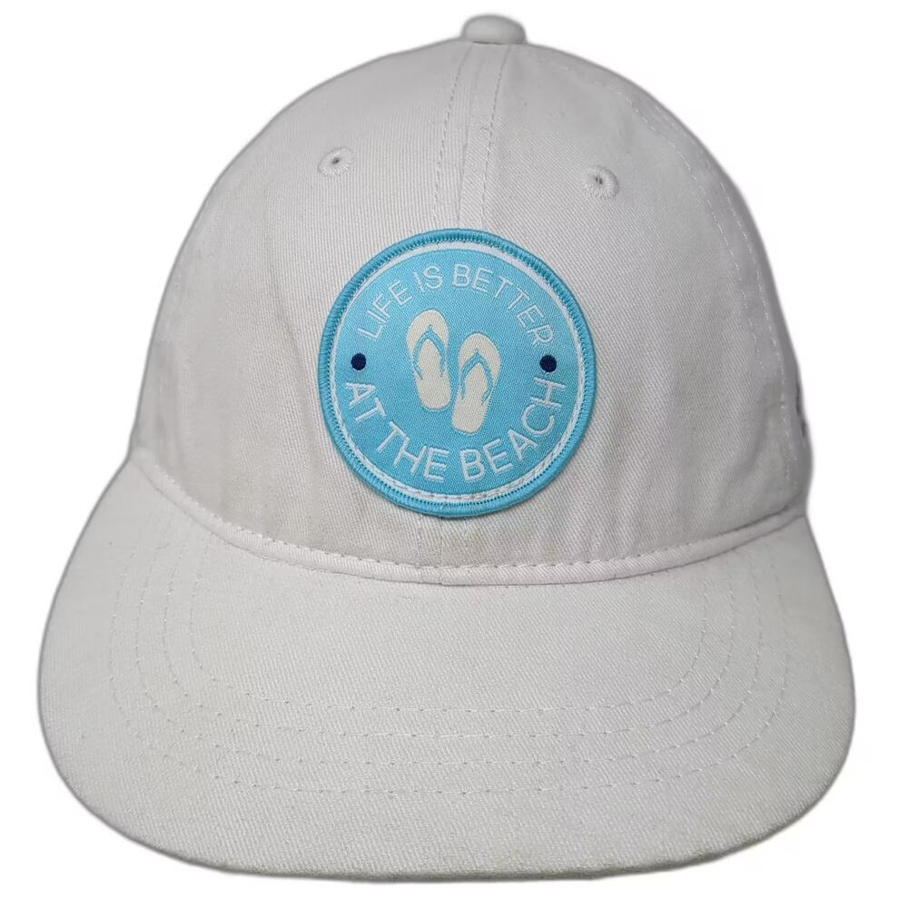 We People White Baseball Cap One Size Sandals Beach Patch Adjustable Buckle Hat